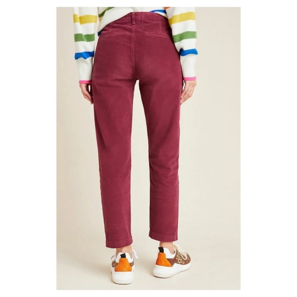 NWT Anthropologie Sundry Leopard Corduroy Trousers Pants Wine Maroon 27 28 - Picture 5 of 6